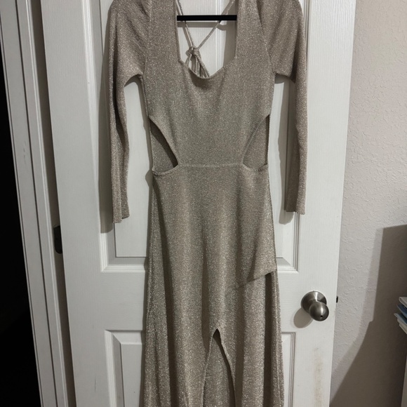 COPY - NWT Misa Los Angeles Nika Cutout Knit Dress in Gold Metallic Size: Medium - Picture 3 of 6